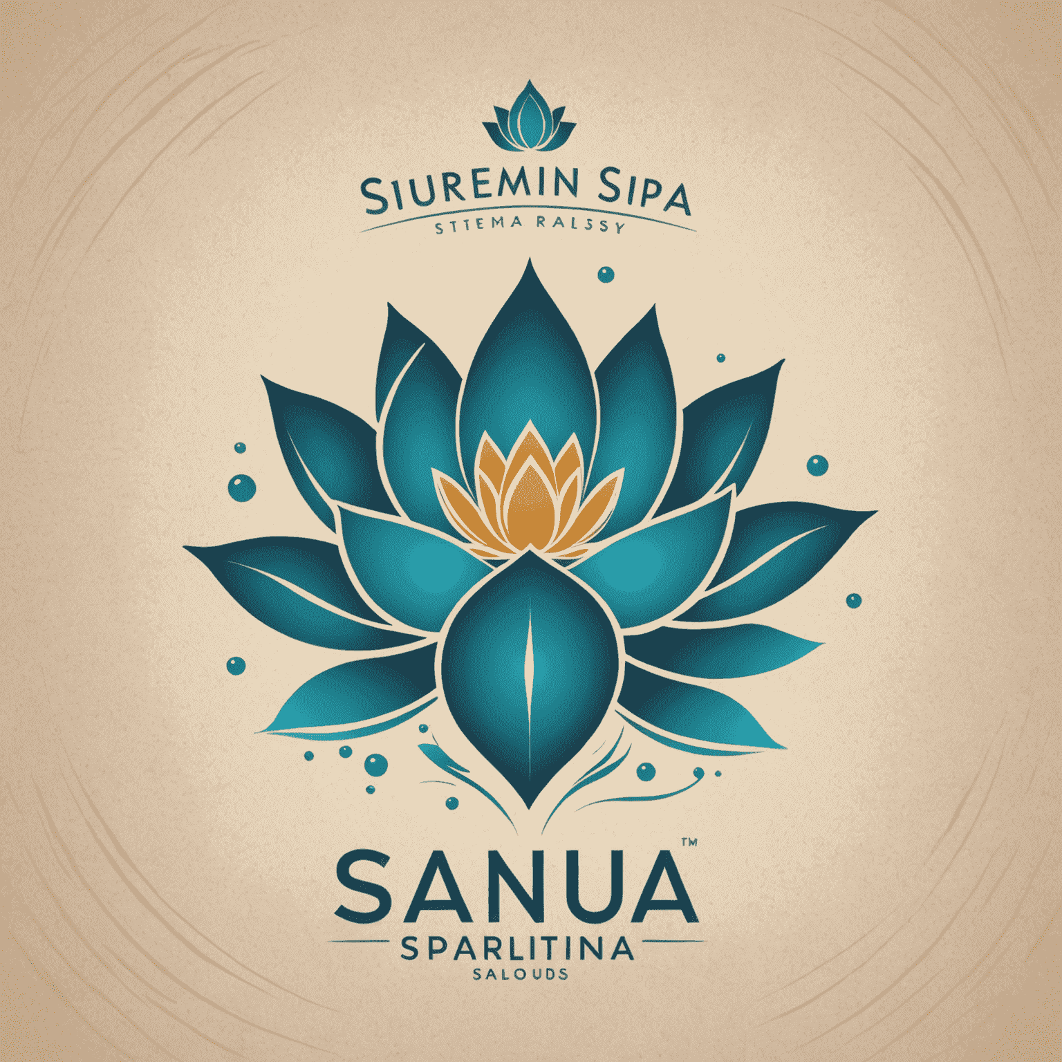 Premium Spa Salon logo featuring a stylized lotus flower and calming water ripples