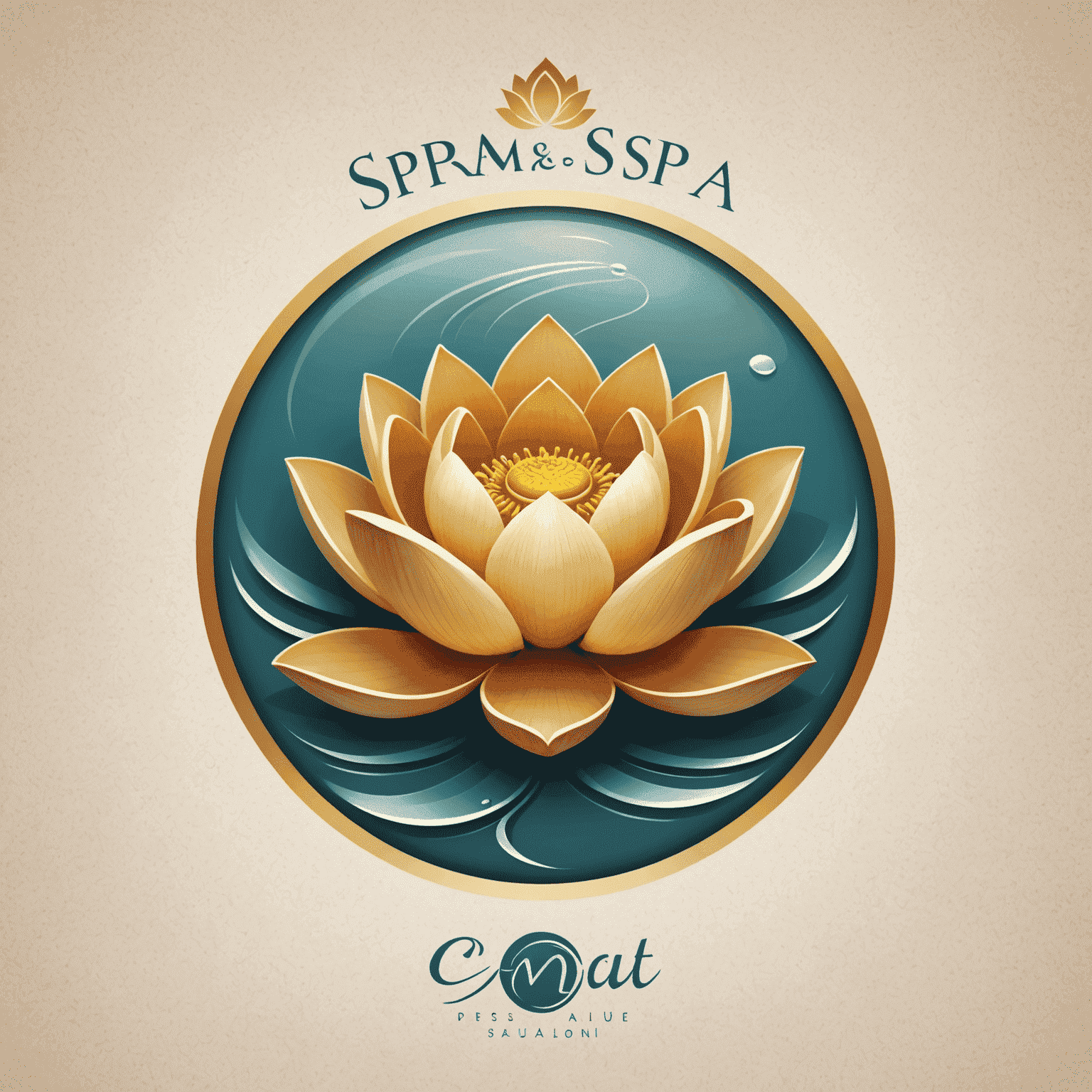 Premium Spa Salon logo featuring a stylized lotus flower and calming water ripples