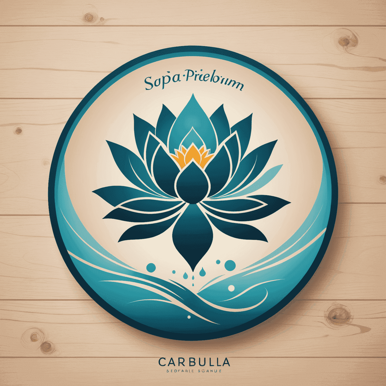 Premium Spa Salon logo featuring a stylized lotus flower and calming water ripples