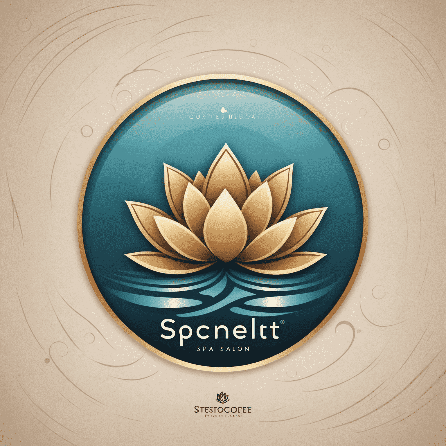 Premium Spa Salon logo featuring a stylized lotus flower and calming water ripples