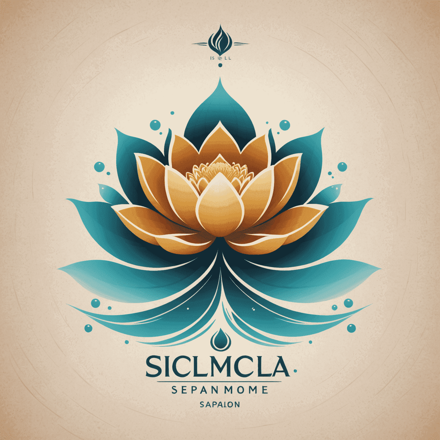 Premium Spa Salon logo featuring a stylized lotus flower and calming water ripples