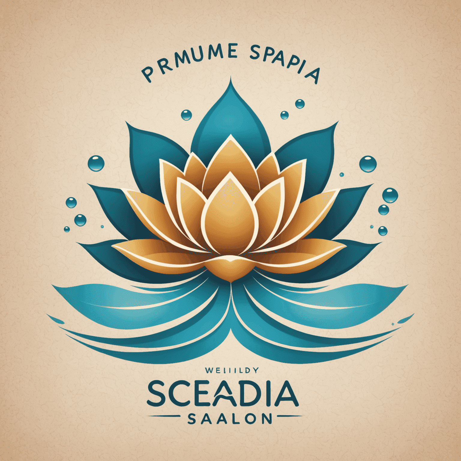 Premium Spa Salon logo featuring a stylized lotus flower and calming water ripples