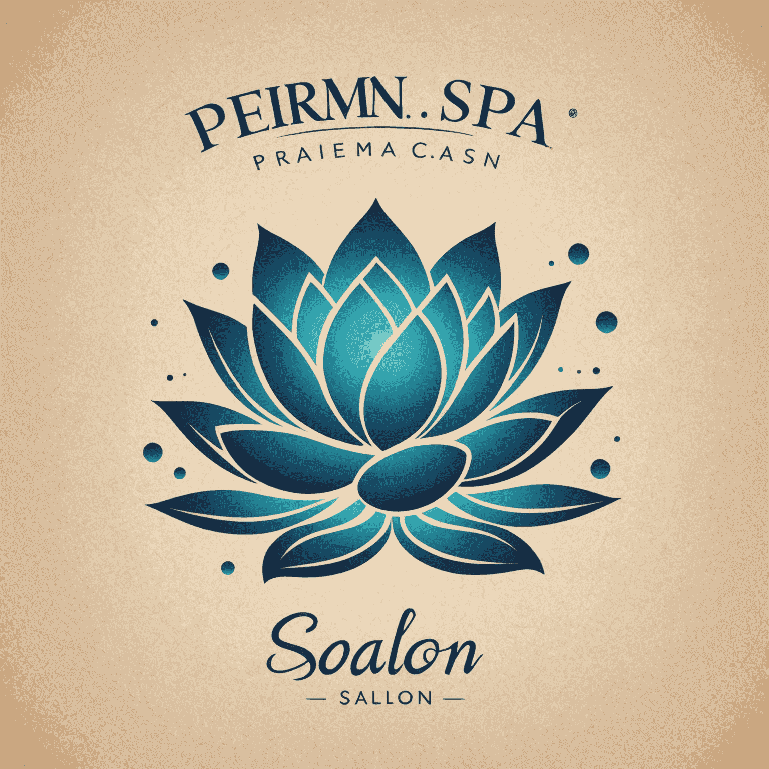 Premium Spa Salon logo featuring a stylized lotus flower and calming water ripples