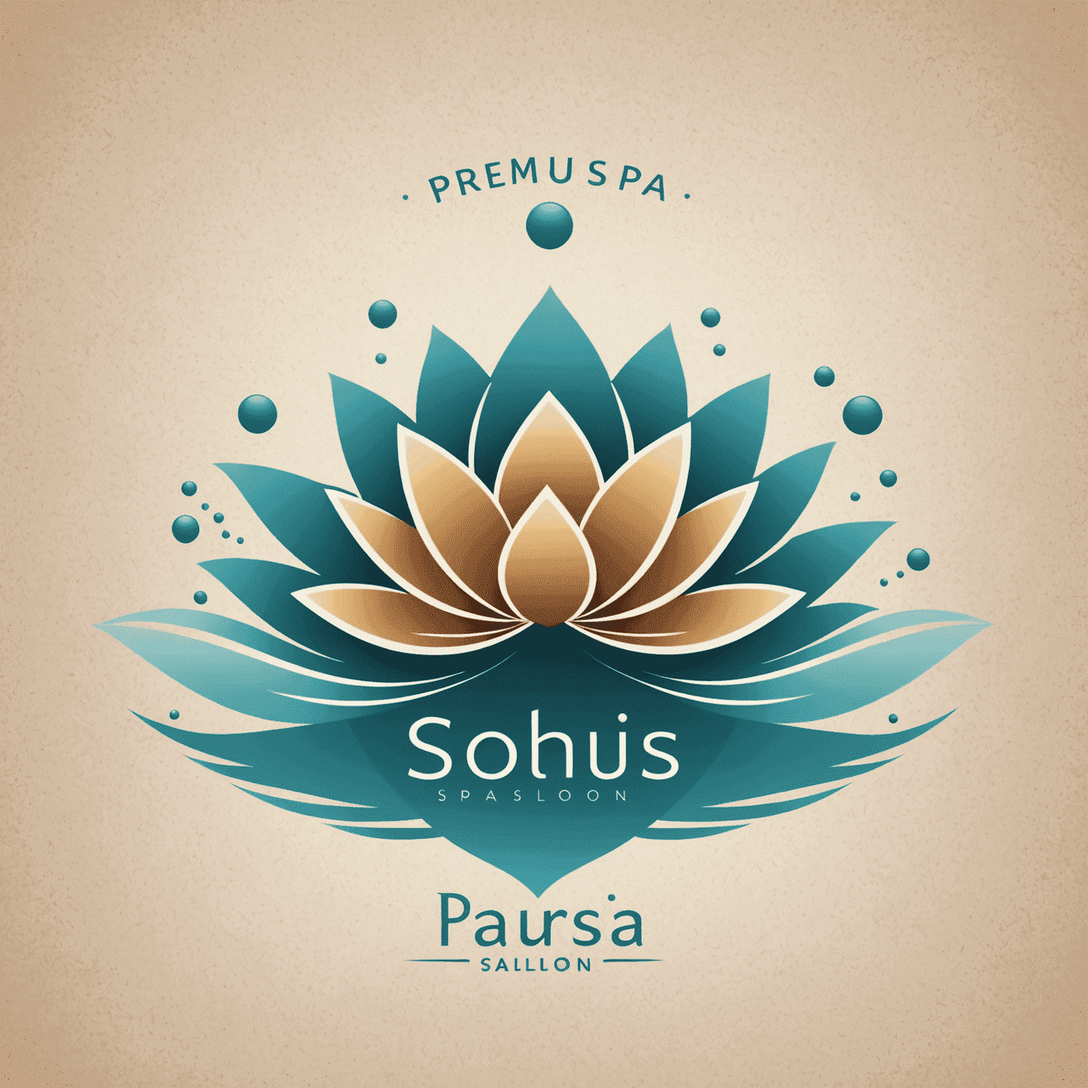 Premium Spa Salon logo featuring a stylized lotus flower and calming water ripples