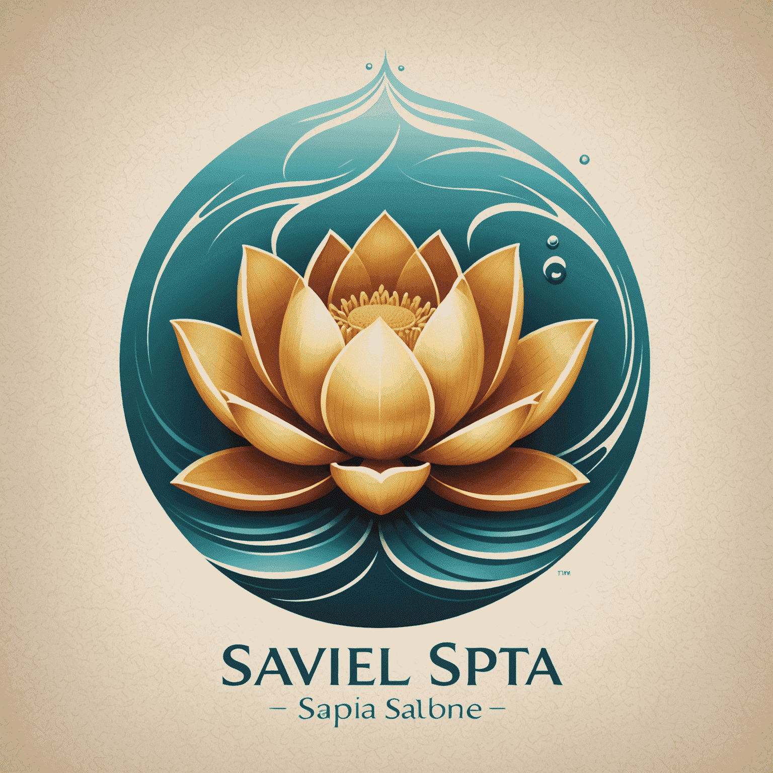 Premium Spa Salon logo featuring a stylized lotus flower and calming water ripples