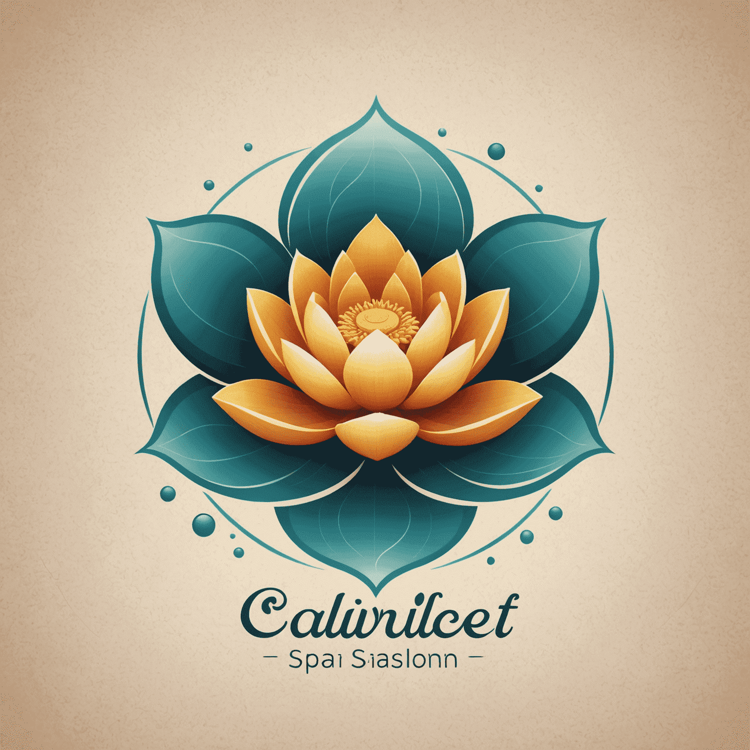 Premium Spa Salon logo featuring a stylized lotus flower and calming water ripples