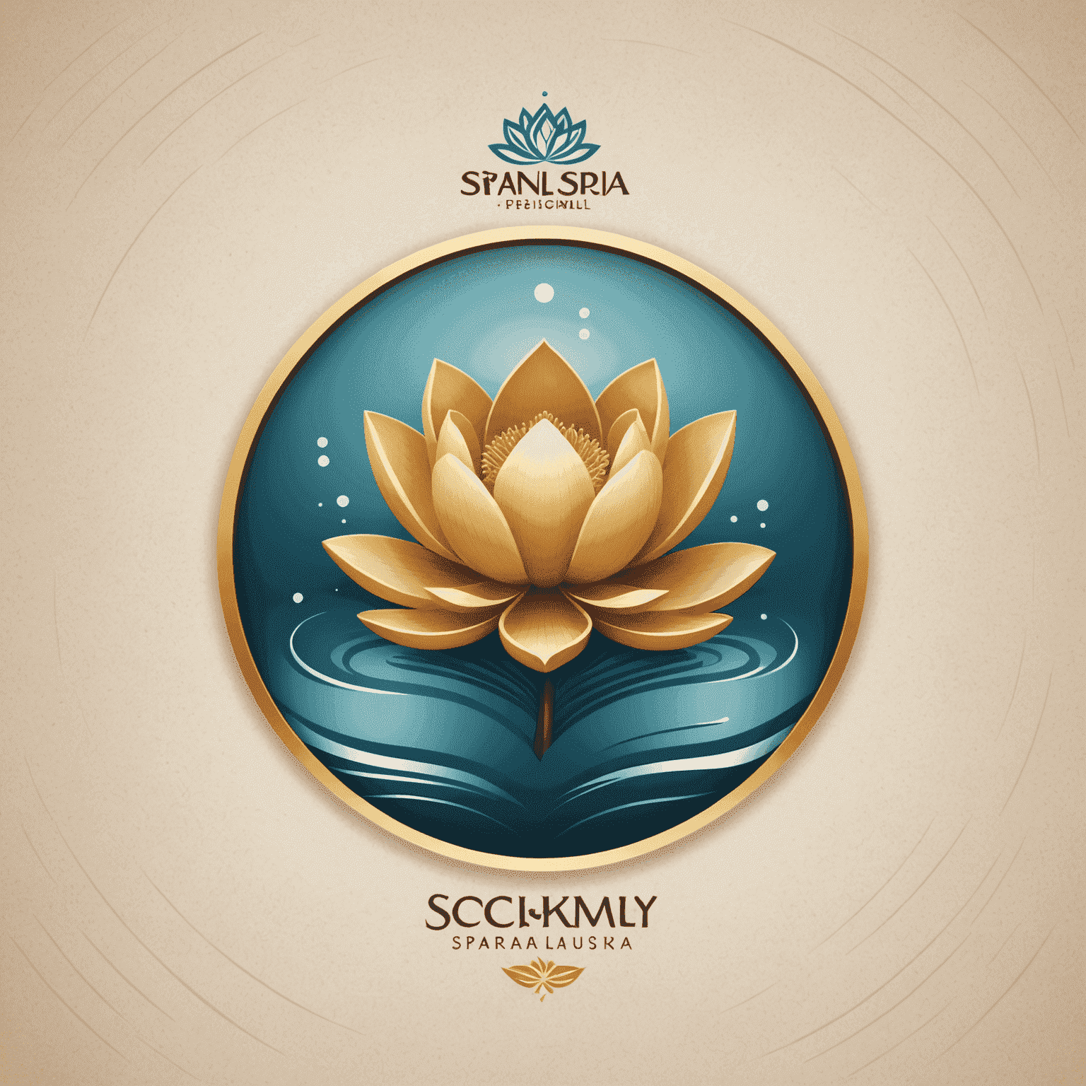 Premium Spa Salon logo featuring a stylized lotus flower and calming water ripples